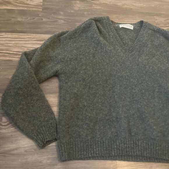 ANTARTEX Men’s Wool V-Neck Sweater Green/Grey Vintage Classic Size XL - Picture 4 of 13